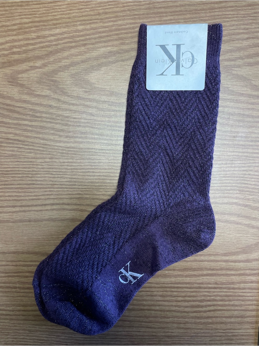 Calvin Klein Women's Purple Zig Zag Cotton Blend Sparkle Socks NWT Size 6-10.5